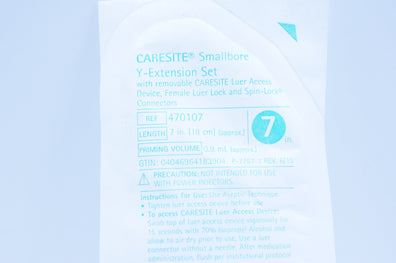 Braun 470107 Caresite Smallbore Y-Extension Set, 7in., 0.9mL